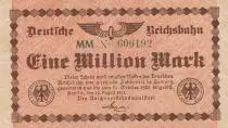 Germany 1 million Mark - Deutsche Reichbahn - Serial MM - 1923
