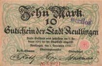 Germany 10 Mark - Reutlingen - Notgeld - Overprint wertlos - 1918