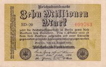 Germany 10 Millionen Mark - Olive & Brown - 1923 - Varieties watermarks and serials - XF - P.106
