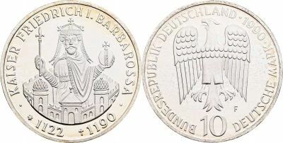 Germany 10 Reichsmark - Friedrich I. Barbarossa - 1935 F Stuttgart - Silver