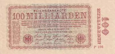 Germany 100 Milliarden Mark  - Reichsbanknote 1923 - Serial P.104
