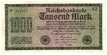 Germany 1000 Mark Dk green on green and lilac - 1922 - serial P-FZ