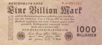 Germany 1000 Milliarden Mark  - Reichsbanknote - Serial 9AF 7 digit - 1923