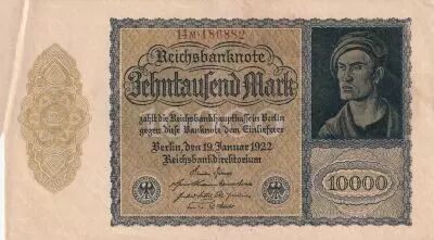 Germany 10000 mark - Portrait by Albrecht D�rer - Reichsbanknote - Serial 14m