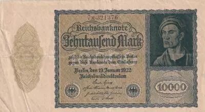 Germany 10000 mark - Portrait by Albrecht D�rer - Reichsbanknote - Serial m - 1922