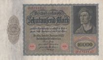 Germany 10000 Mark - Portrait of man by Durer - 1922 - Serial D letter J