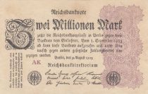 Germany 2 Millionen Mark  Black and Lilac - 09-08-1923 Serial WK - VF to XF