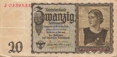 Germany 20 Mark - Reichsbanknote - 1939 - P.185
