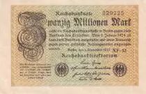 Germany 20 Millionen Mark - Olive & Brown - 1923 - Varieties watermarks and serials - XF - P.108