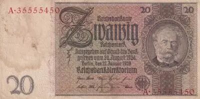 Germany 20 Reichsmark - Werner Von Siemens - 1929 - Serial A