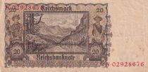 Germany 20 Reichsmark - Young woman - Landscape - 1939 - Letter N - P.185
