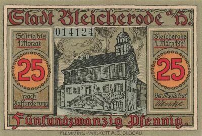 Germany 25 Pfennig - Bleicherode - 1921 - Notgeld