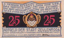 Germany 25 Pfennig - Zeulenroda - Notgeld - 1921