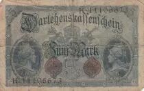 Germany 5 Mark - Germania, arms - 1914 - Serial K 8 digit - P.47C