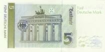 Germany 5 Mark - Portrait of Bettina von Armin - Brandenburg Gate in Berlin - 1991 - Series A