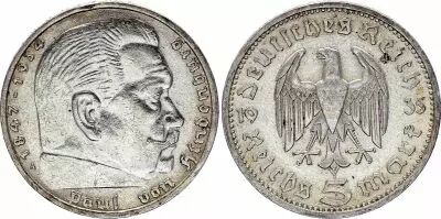 Germany 5 Reichsmark Hindenburg 1935 A Berlin - Silver - VF - KM.86