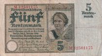 Germany 5 Rentenmark - Young girl -  02-01-1926 - Serial M - P.169
