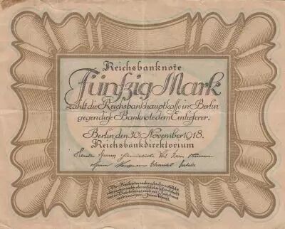 Germany 50 Mark �Egg Note� - 1918 - VF