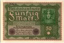 Germany 50 Mark Head of woman - 1919 - Reihe 1 serial BI a - SPL - P.66