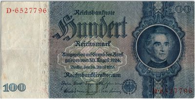 Banknote Germany 100 Reichsmark 1933 Various serial