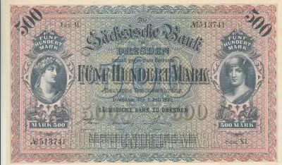 Germany 500 Mark - Dresden - 01-07-1922 - Serial XI