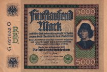 Germany 5000 Mark - Spinelli - 16-09-1922 - Serial G G - XF - P.77