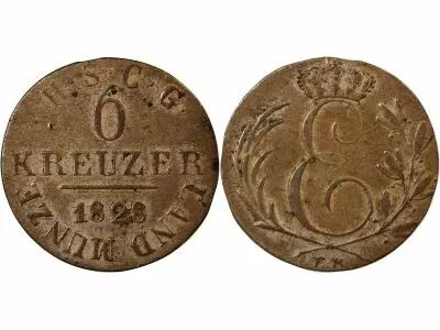 Germany Allemagne, Saxe-Cobourg-Gotha, Ernst I - 6 Kreuzer 1828 Ek