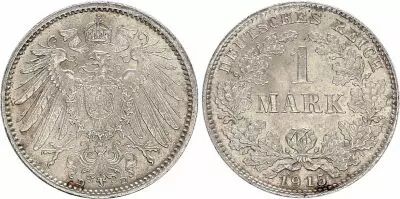 Germany Germany, Wilhelm II - 1 Mark 1915 D Munich - XF+