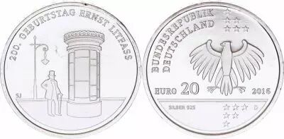 Germany NEW.2016 20 Euro, Germany 20 euros - 200. Geburstag Ernst Litfass - 2016