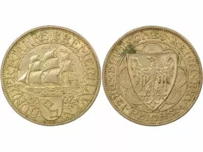 Germany Weimar - 3 Reichsmark, Bremerhaven - 1927 A Berlin