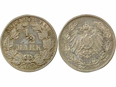 Germany William II - 1/2 Silver Mark - 1912 J Hambourg