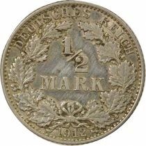 Germany William II - 1/2 Silver Mark - 1912 J Hambourg