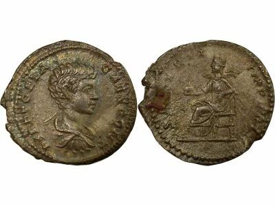 Geta - Silver Denarius, Securitas - 202 Rome