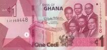 Ghana 1 Cedi, K. Nkrumah and 5 leaders - Dam - 2022 - Serial LJ