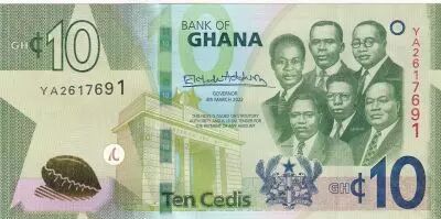 Ghana 10 C�dis  - Busts of the Big Six leaders of Ghana - 2022