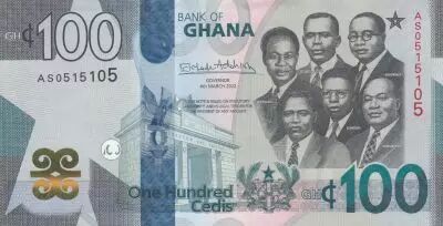 Ghana 100 C�dis - Bank of Ghana - 04-03-2022 - Serial AS