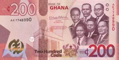 Ghana 200 C�dis  - Front facing busts of the Big Six leaders - 2022 - Serial AK