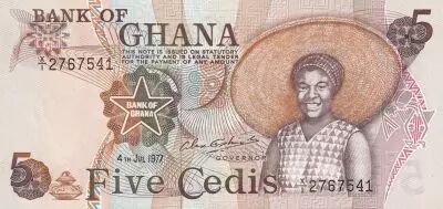 Ghana 5 C�dis  - Woman - 1977 - Serial X1