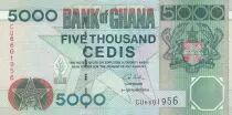 Ghana 5000 Cedis - Harbor - Log flow in foreground - -2002 - UNC - P.34h
