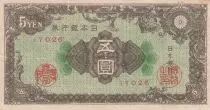 Giappone 5 Yen Green and dark brown - 1946