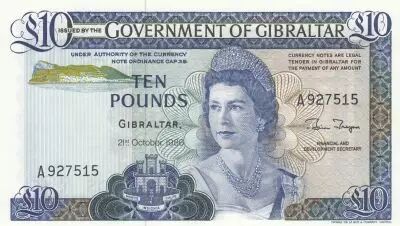 Gibilterra 10 Pounds Elizabeth II - Governor\'s House - 1986 - Serial A - P.22b