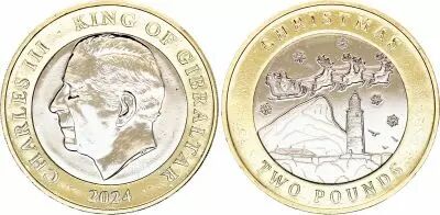 Gibraltar 2 Pounds - Charles III - Christmas - 2024
