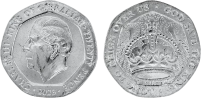 Gibraltar 20 Pence - Charles III - Coronation - 2023