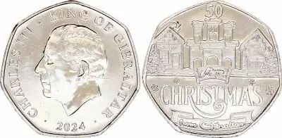 Gibraltar 50 Pence - Charles III - Christmas - 2024
