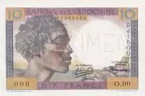 Gibuti 10 Francs - Young man - Specimen - 1946 - UNC - P.19