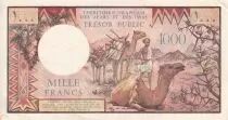 Gibuti 1000 Francs - Woman, train - Camels - 1975 - Serial A.1 - XF to AU - P.34