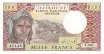 Gibuti 1000 Francs - Woman, train - Camels - 1991 - Serial T.004 - P.UNC - P.37e
