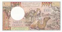 Gibuti 1000 Francs - Woman, train - Camels - 1991 - Serial T.004 - P.UNC - P.37e