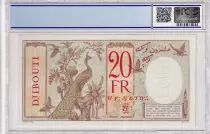 Gibuti 20 Francs - Peacock, red circle - Sp&eacute;cimen - ND (1938) - PCGS 67 OPQ