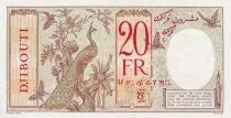 Gibuti 20 Francs Peacock, red circle - Specimen - ND (1938) - UNC - P.7Bs